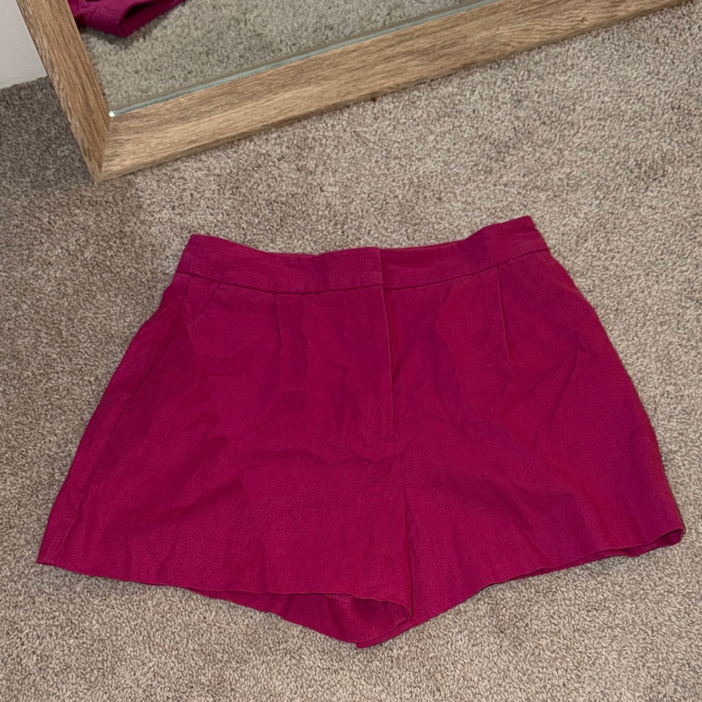 Zara Women's High-Waist Magenta Shorts